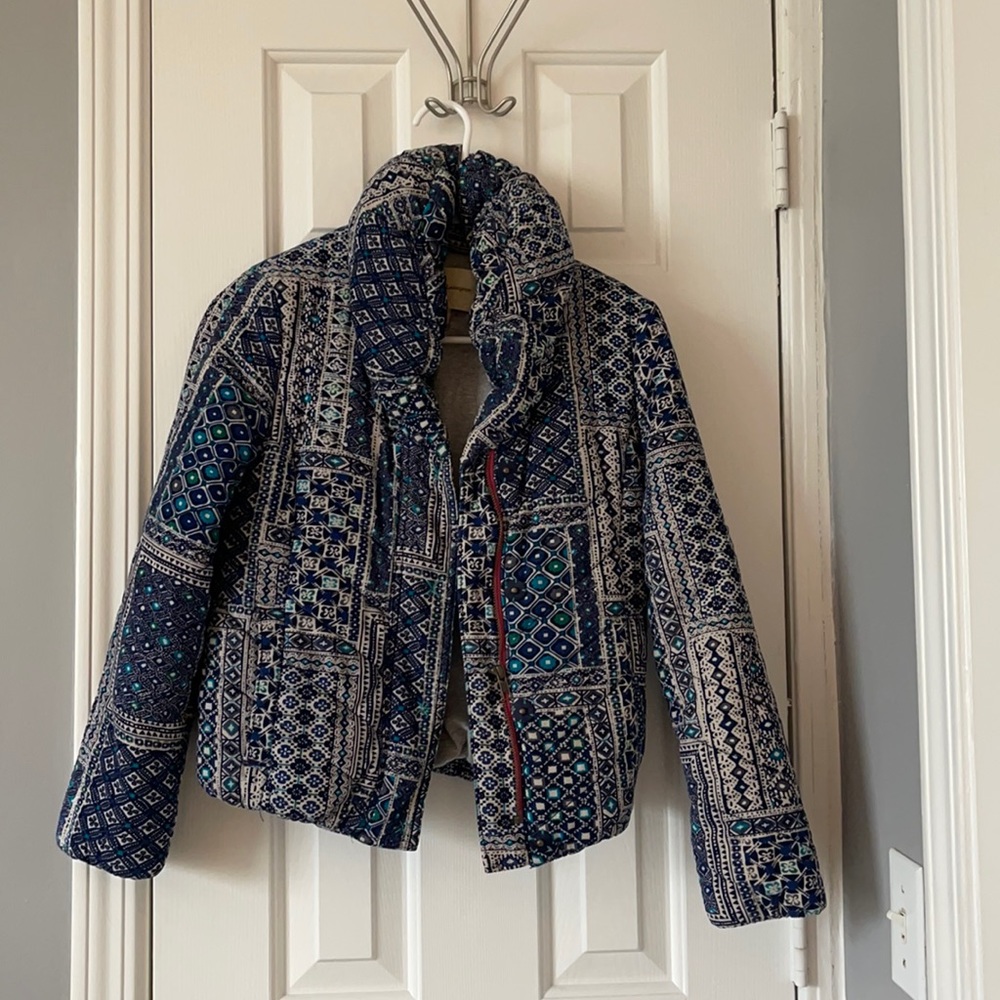Pilcro cord puffer jacket with bohemian vibes